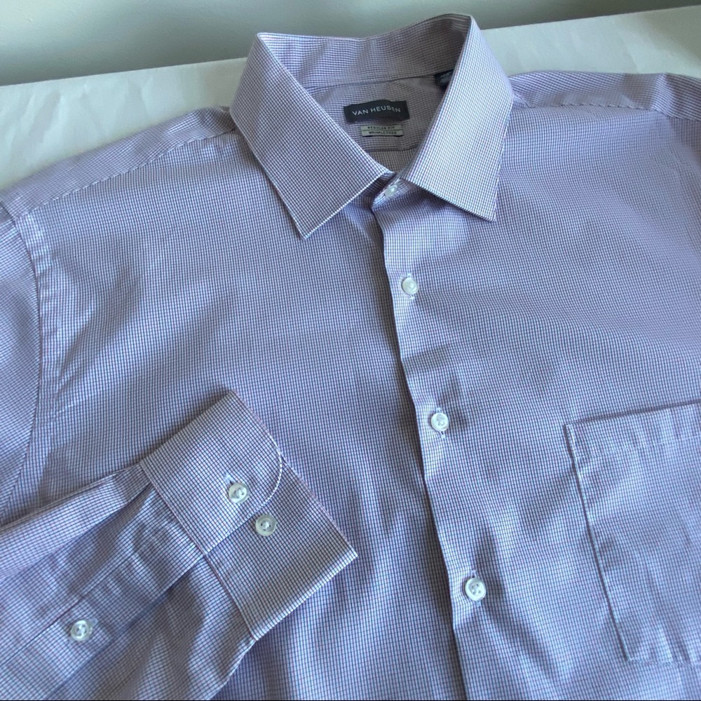 Van Heusen Red & Blue Check Reg Fit Wrinkle Free Button Up Shirt